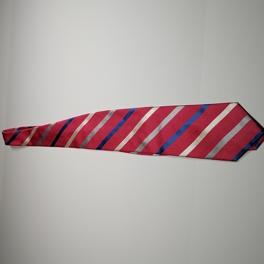 Tasso Elba Fuchsia Pink Striped Silk Tie